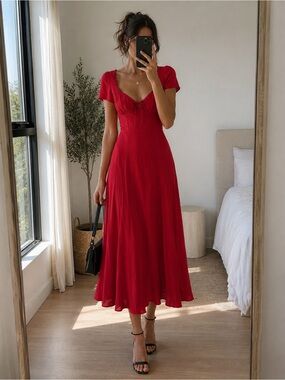 tagliatelle linen dress red Reformation | Dresses | Reformation Tagliatelle Linen Dress Color Mildred